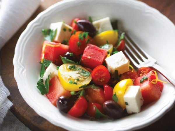 Tomato and Watermelon Salad with Maple Dressing