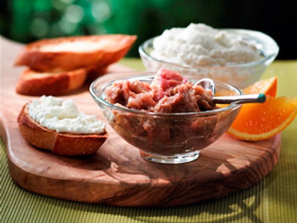 Maple Roasted Rhubarb with Ricotta Bruschetta