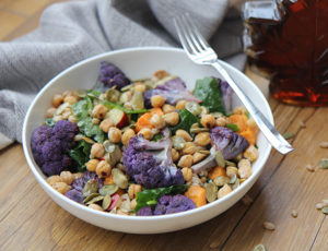 Maple Harvest Bowl with Farro and Roasted Chickpeas