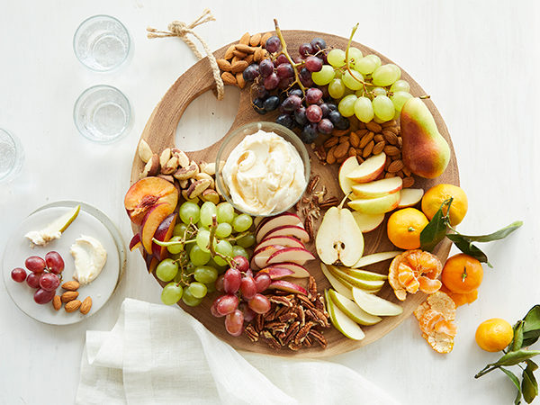 Fresh Fruit and Nut Dessert Board with Maple Dip