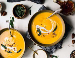 Butternut Squash Bisque with Maple Cream