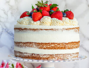 Maple Berry Cake with Maple Mascarpone Cream