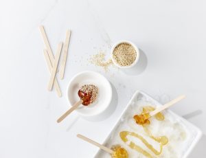 Maple Taffy and Sesame Seeds