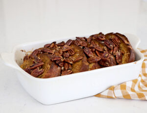 Pumpkin Maple Pecan French Toast Bake