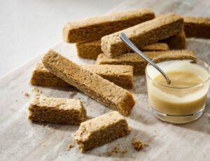 Buckwheat Shortbread with Maple Sauce