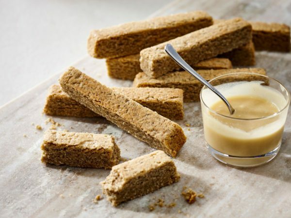 Buckwheat Shortbread with Maple Sauce