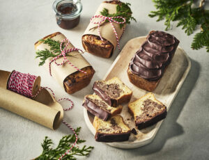 Marbled Yule Log with Candied Nuts