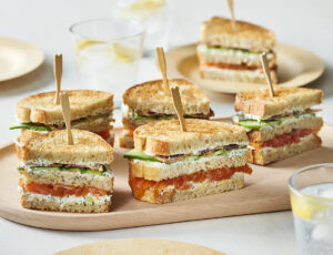 Maple Salmon Carpaccio Mini Club Sandwiches